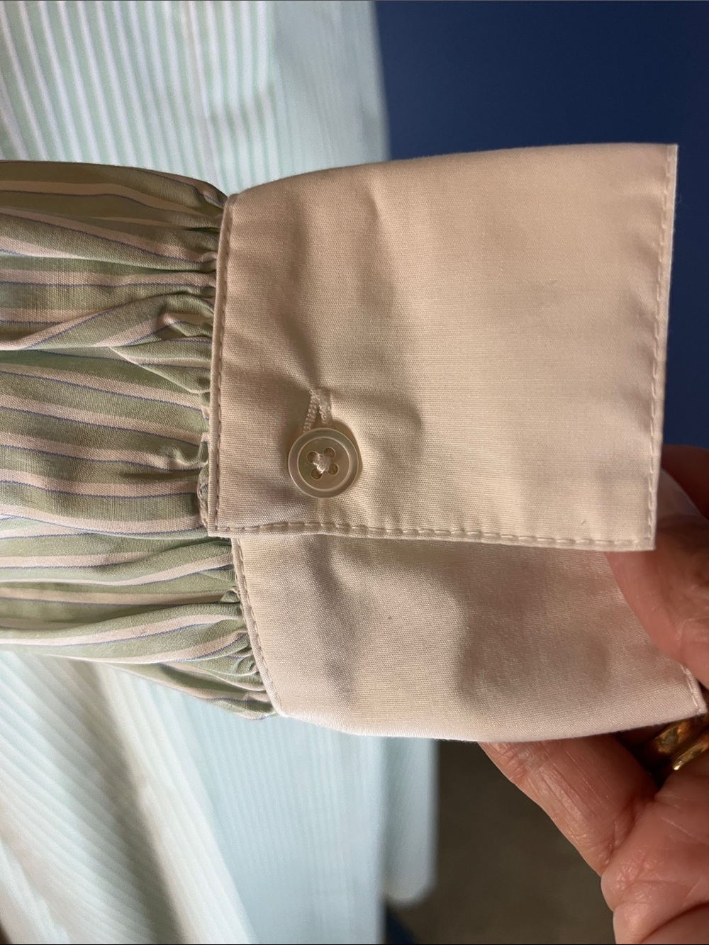 Tuckernuck Corrine, clear bead embellished maxi dress, mint & white pinstripe, - Picture 8 of 14